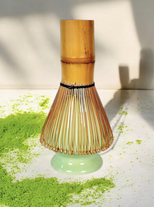 Bamboo Matcha Whisk and Porcelain Holder Set