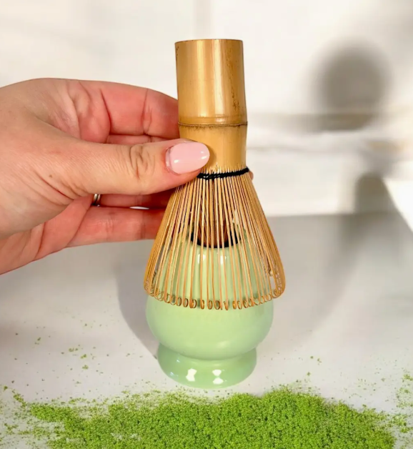 Bamboo Matcha Whisk and Porcelain Holder Set