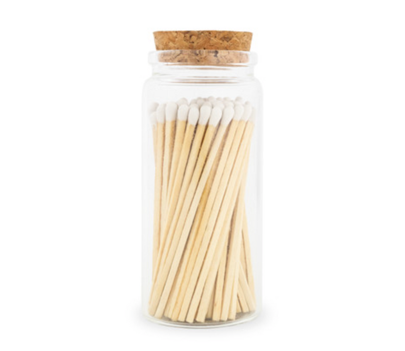 White Tip Safety Matches in Apothecary Glass Jar