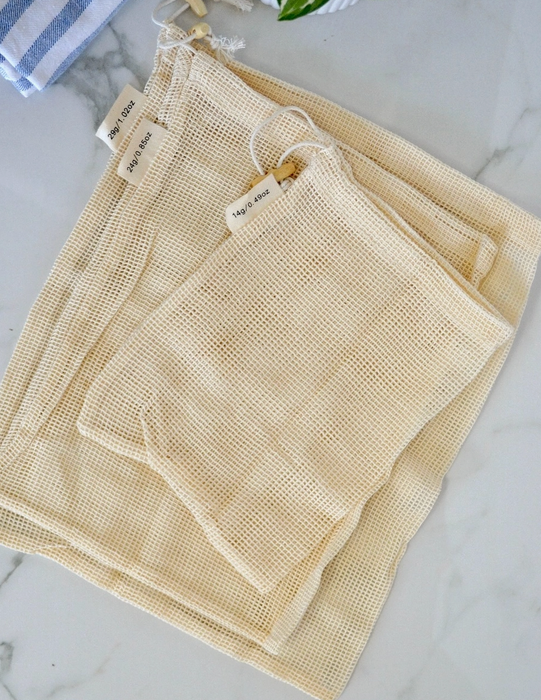 Organic Cotton Mesh Produce Bags- 3 Pack