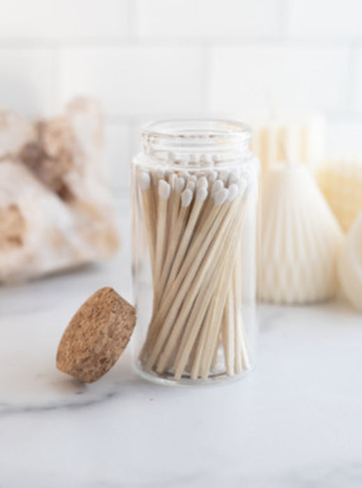 White Tip Safety Matches in Apothecary Glass Jar